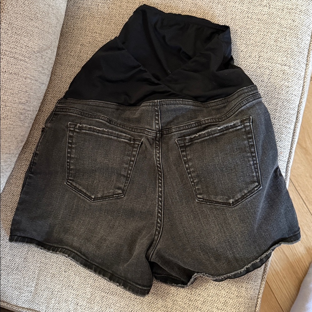 Isabel Maternity by Ingrid & Isabel High Waist Black Denim Shorts - Picture 2 of 3